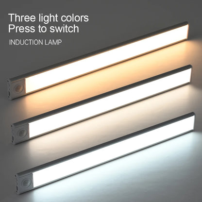 LED Ultra Thin under Cabinet Lights Motion Sensor Night Light Wireless Rechargeable 3 Color Lamp Kitchen Closet Cabinet Lighting