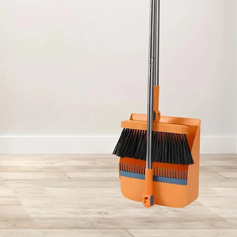 1 Set Household Broom and Dustpan Set Durable Sweeping Broom and Dustpan with Long Handle for Home Office School Dorm