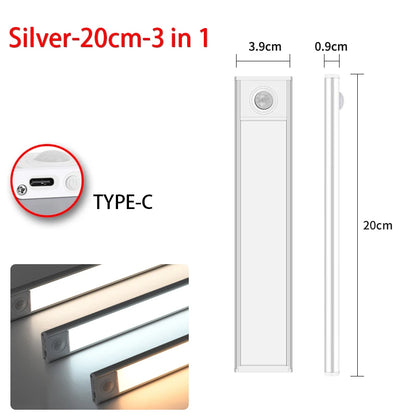 LED Ultra Thin under Cabinet Lights Motion Sensor Night Light Wireless Rechargeable 3 Color Lamp Kitchen Closet Cabinet Lighting