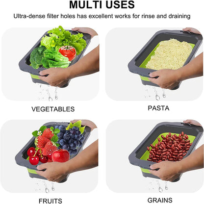 Collapsible Colander with Extendable Handles Colander Strainer over the Sink Vegetable Fruit Colanders Strainers JT40