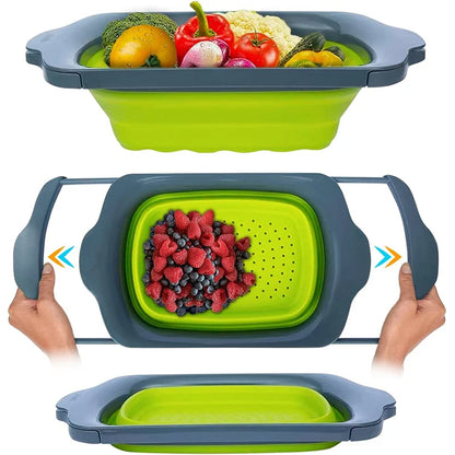 Collapsible Colander with Extendable Handles Colander Strainer over the Sink Vegetable Fruit Colanders Strainers JT40