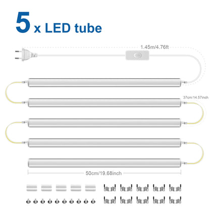 50Cm Led Lights Kitchen under Cabinet Lamp 220V 15W Led Tube with 1.2M EU Plug Switch Power Cable for Home Bedroom Indoor Lamps