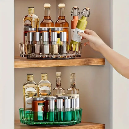 360°Rotating Tray Spice Rack Pantry Cabinet Turntable with Base Storage Bin Kitchen Organizer for Seasoning Cosmetic Storage Box